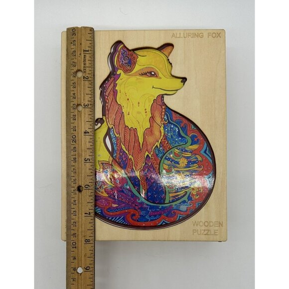 Wooden Jigsaw Puzzle Alluring Fox Rainbow Odd Shapes Complex Pieces READ - Picture 14 of 15